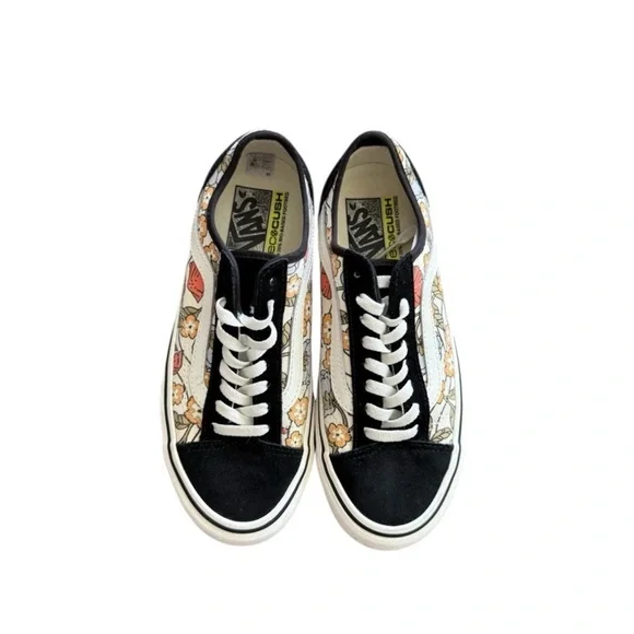 Vans Black and White Old Skool Sneakers with Floral Design Size 8 Woman’s - Picture 3 of 14